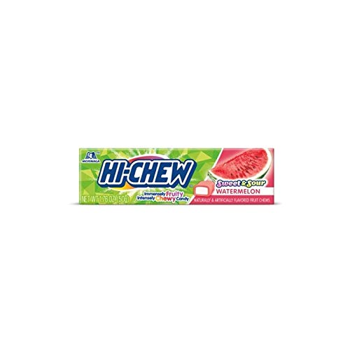Hi-Chew Sensationally Chewy Fruit Candy Sweet & Sour Watermelon (Pack of 15)
