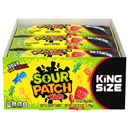 SOUR PATCH KIDS Soft & Chewy Candy, 18-3.4 oz. King Size Bags