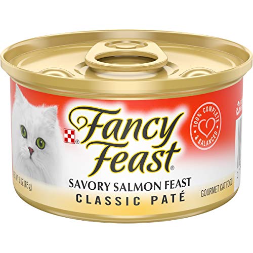 Purina Fancy Feast Grain Free Pate Wet Cat Food, Classic Pate Savory Salmon Feast - 3 oz. Can