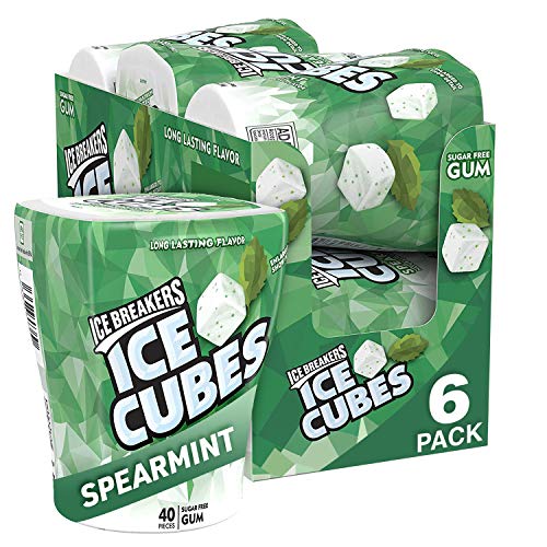 Ice Breakers Ice Cubes Sugar Free Gum Xylitol, Spearmint 40 Count (Pack of 6)
