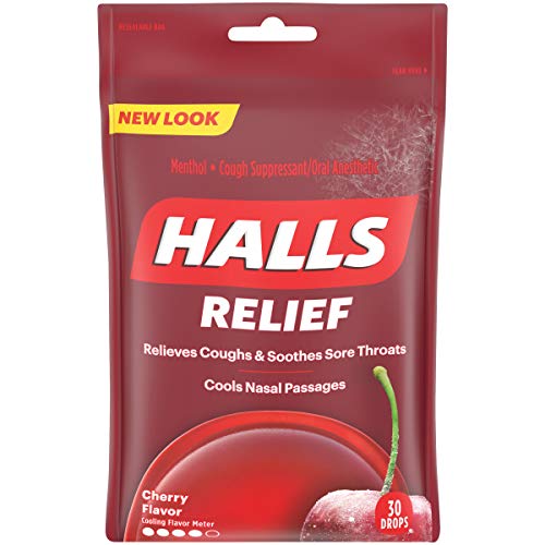 HALLS Relief Cherry Flavor Cough Drops, 1 Bag