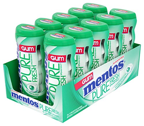 Mentos Pure Fresh Sugar-Free Chewing Gum Xylitol Spearmint (Bulk Pack of 10)
