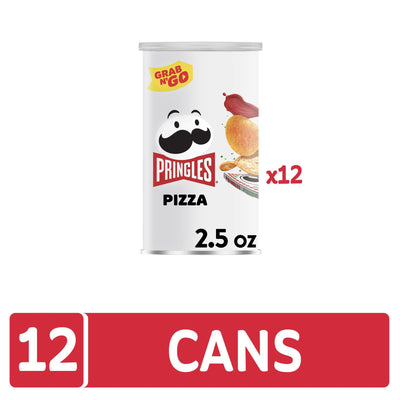 Pringles Potato Crisps Chips, Lunch Snacks, On-The-Go Snacks, Grab n' Go, Pizza (12 Cans)
