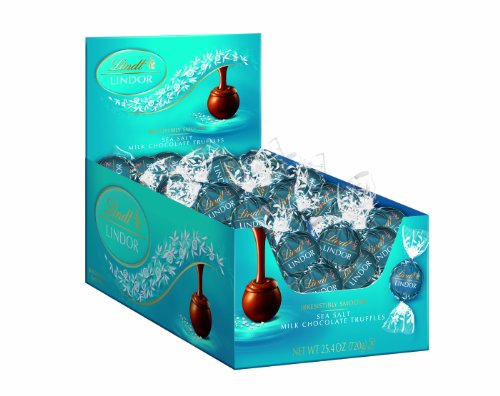 Lindt LINDOR Sea Salt Milk Chocolate Truffles, Milk Chocolate Candy with Smooth, Melting Truffle Center, 25.4 oz, 60 Count