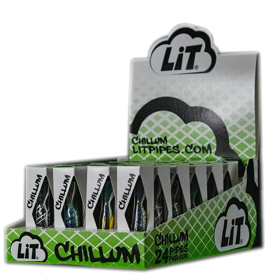 Lit Glass Pipes Chilllum 24 Count Assorted Display Case