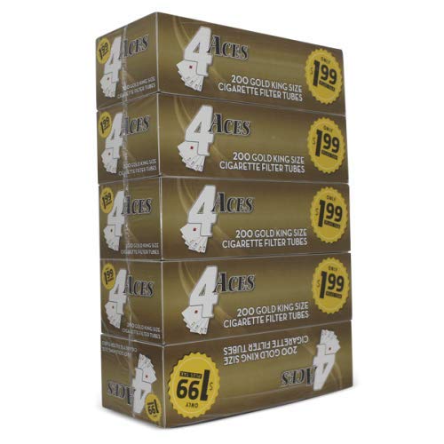4 Aces Light King Size RYO Cigarette Tubes 200 Count Box (5 Boxes)