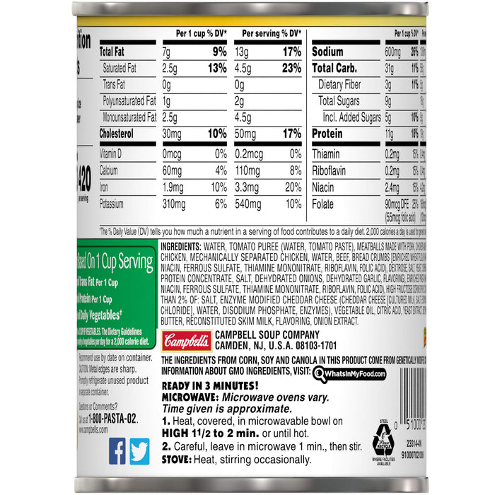 SpaghettiOs with Meatballs 15.6 oz Can