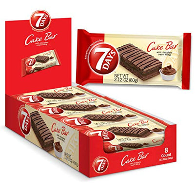7Days Cake Bars, Chocolate, Perfect Dessert or Afternoon Snack (2.12oz, Pack of 8)