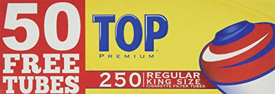 Top Regular Full Flaor Red RYO Cigarette Tubes King Size 250 Count Per Box