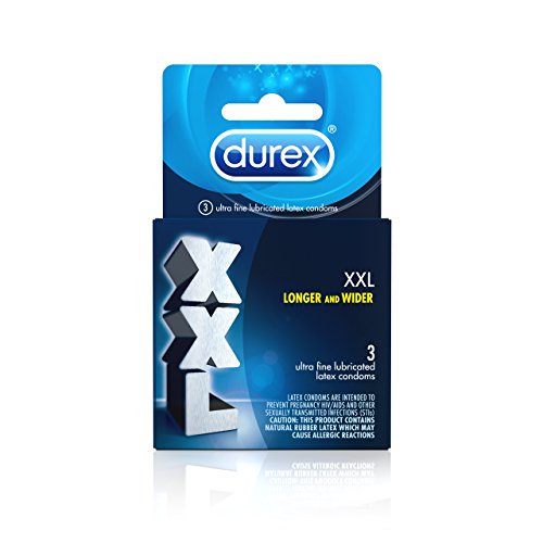 Durex Condom XXL Longer & Wider Natural Latex Condoms, 3 Count