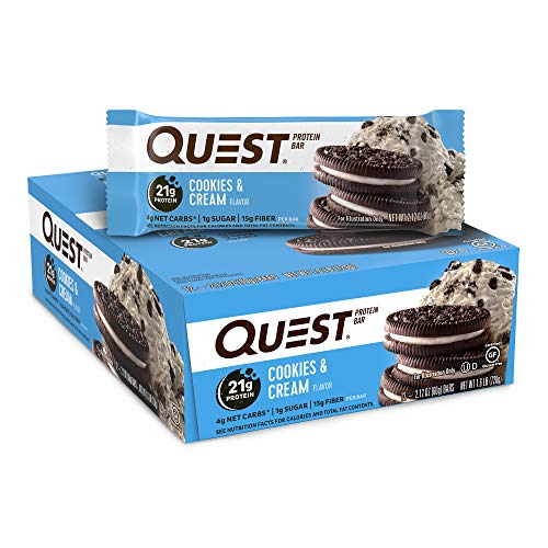Quest Nutrition Cookies & Cream Protein Bar High Protein Gluten Free (12 Count)