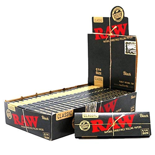 RAW Classic Black 1 1/4 Size Natural Unrefined Ultra Thin 79mm Papers (24 Packs)