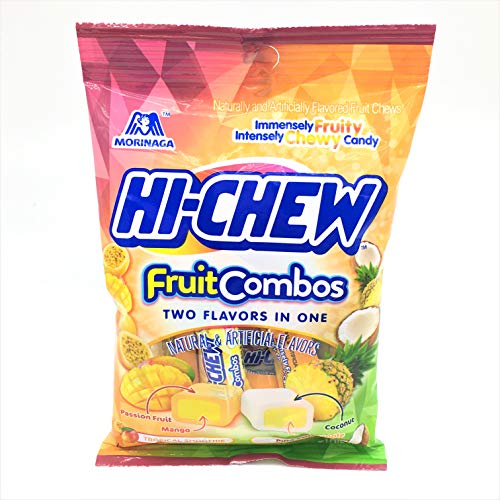 Hi-Chew Sensationally Chewy Fruit Candy Combos Tropical Smoothie Pina Colada [6-Bags]