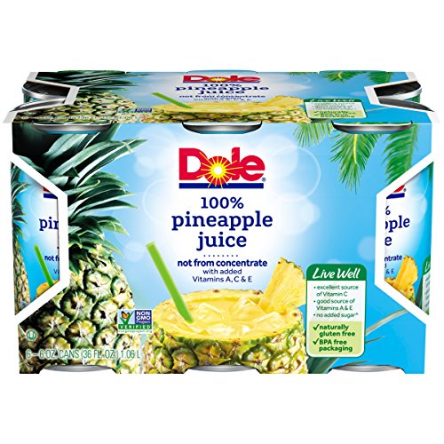 DOLE 100% Pineapple Juice, 6 Ounce Can
