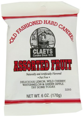 Claey's Old Fashioned Hard Candy 6 Ounce Bag, Assorted Fruit Drops