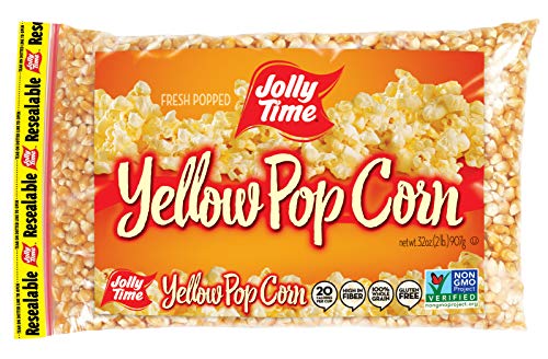 JOLLY TIME Gourmet Unpopped Popcorn Kernels, Non-GMO Yellow Popping Corn, 2 Lb. Bags [Pack Of 12]