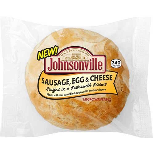 Johnsonville Sausage Egg and Cheese Stuffed in a Buttermilk Biscuit, 4 Ounce -- 16 per case.