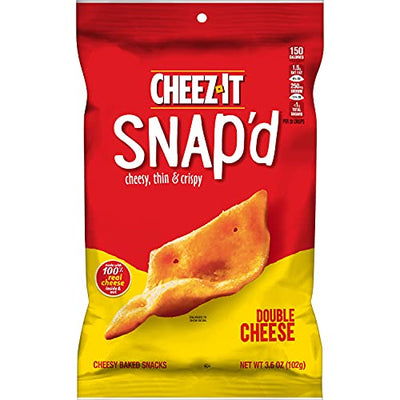 Cheez-It Snap'd, Cheesy Baked Snacks, Double Cheese, 2.2 oz Pouch (Pack of 6)