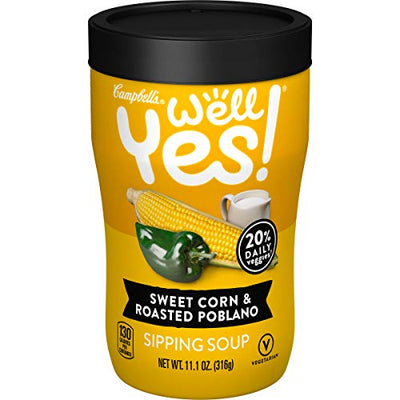 Campbell's Well Yes! Sipping Soup, Vegetable Soup On The Go, Sweet Corn & Roasted Poblano, 11.1 Oz Cup