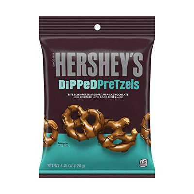Hershey's Dipped Pretzels, 4.25 oz. Bags, Case of 12 (Milk Chocolate)