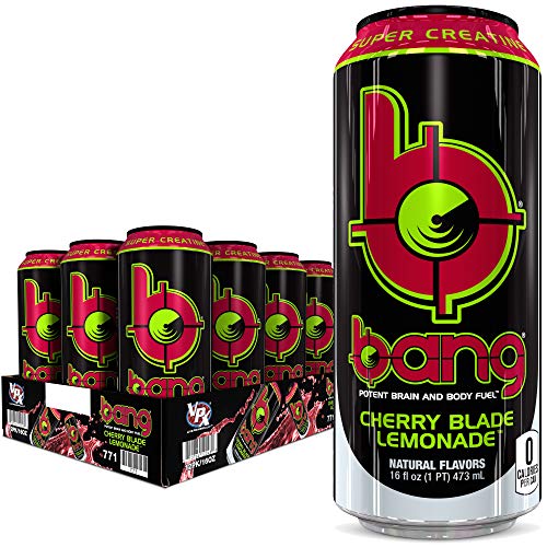 Bang Cherry Blade Lemonade Energy Drink, 0 Calories, Sugar Free with Super Creatine, 16 Fl Oz (Pack of 12)