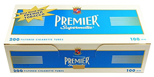 Premier Supermatic Blue (Light) 100mm Cigarette Tubes 200 Count Per Box