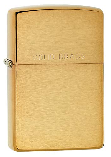 Zippo Solid Pocket Lighter, Brushed Brass with Solid Brass