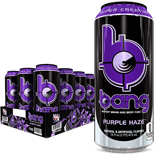Bang Purple Haze Energy Drink, 0 Calories, Sugar Free with Super Creatine, 16 Fl Oz (Pack of 12)