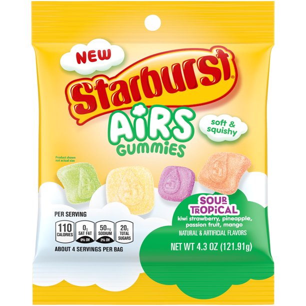 Starburst Airs Tropical Sour Gummy Candy 4.3 oz Bag