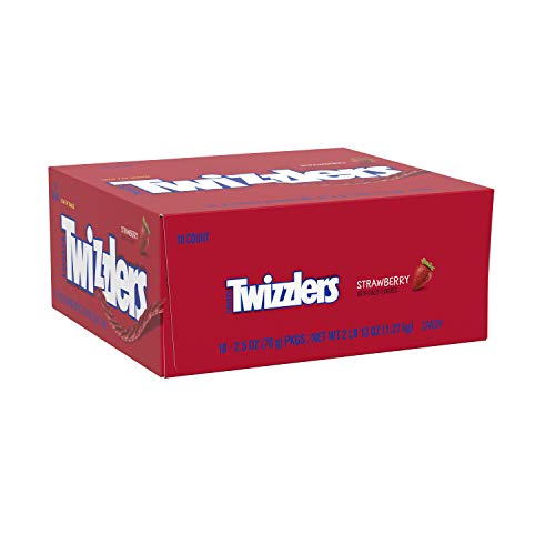 Twizzlers Licorice Candy Bulk, Strawberry Twists 2.5oz (18-Pack)