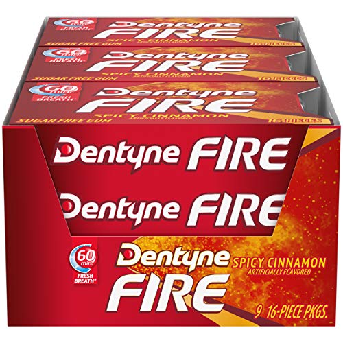 Dentyne Fire Spicy Cinnamon Sugar Free Gum (9 Packs)