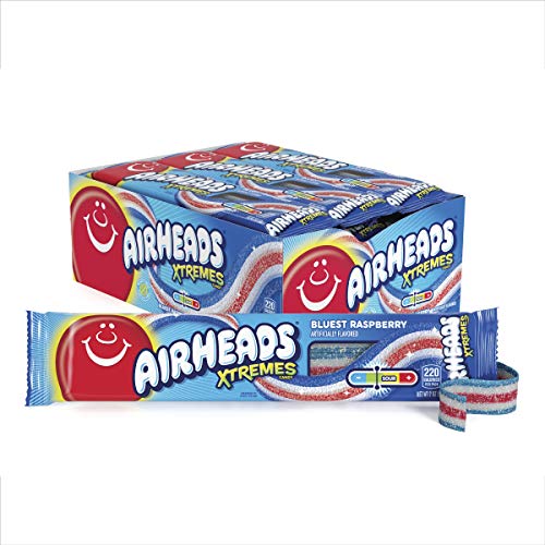 Airheads Xtremes Sweetly Sour Candy Belts, Bluest Raspberry 2 Ounce (18-Pack)