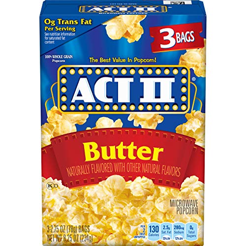 ACT II Butter Microwave Popcorn, 3-Count 2.75-oz. Bags