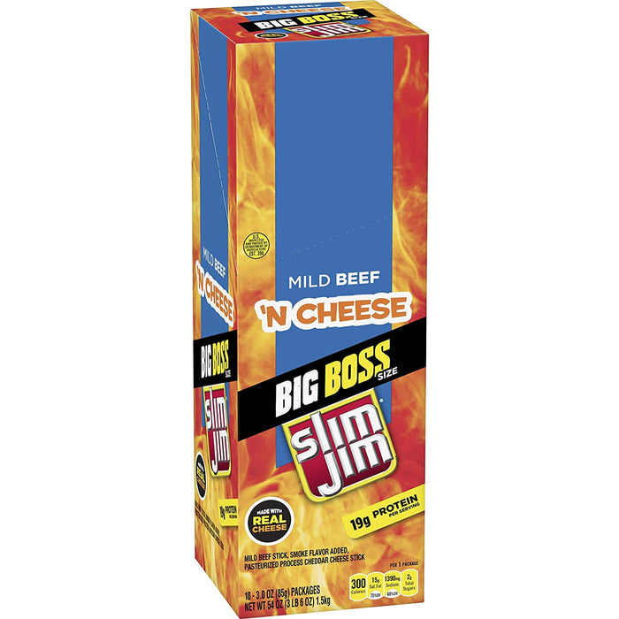 Slim Jim Big Boss Beef & Cheese 3oz 18-Pack Wholesale