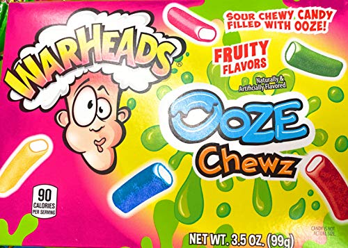 Warheads Ooze Chewz, Sour Chewy Candy with Ooze Filling, 3.5 oz Box - Intense Sour Flavor, Fun Filled Snack