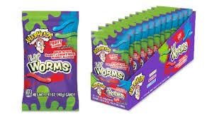 Warheads Lil Worms Gummi Candy Chews, 1.41 Ounce Bag - 12 Count Display Box