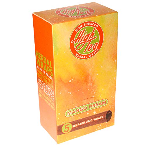 High Tea Non Tobacco All Natural Herbal Smoking Wraps - Mango Dream - 125 Self Rolling Wraps, Made from Tea Leaves