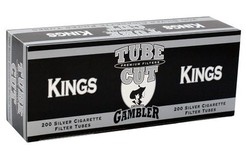 Gambler Tube Cut Silver King Size RYO Cigarette Tubes 200 Count Per Box (Pack of 5)