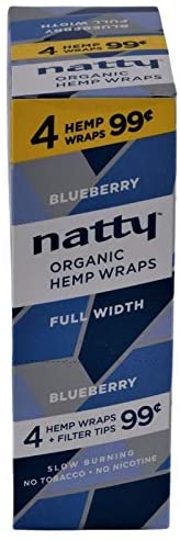 Natty Full Width Hemp Wraps 15 Packs Per Box 4 Wraps Per Pack (Blueberry)