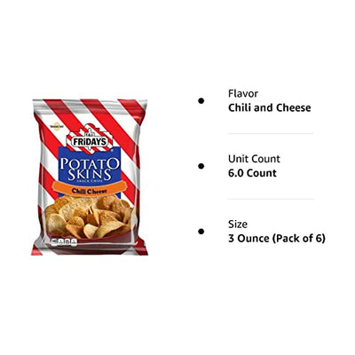 TGI Fridays Chili and Cheese Potato Skins - 3 oz. bag, 6 per case