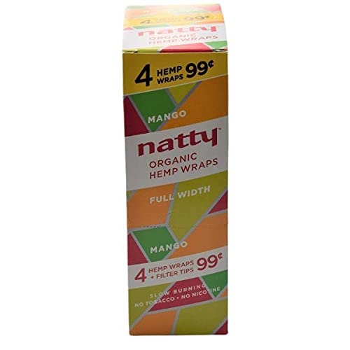 Natty Full Width Hemp Wraps 15 Packs Per Box 4 Wraps Per Pack (Mango)