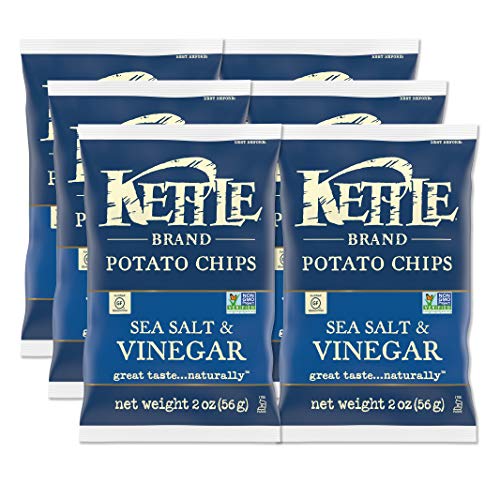 Kettle Brand Potato Chips, Sea Salt and Vinegar, 2-Ounce Bags, 6 Count