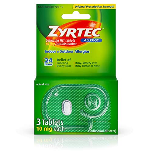 Zyrtec 24 Hour Allergy Relief Tablets, 10 mg Travel Size, 3 ct