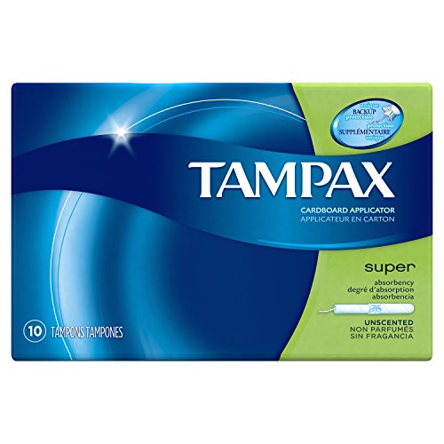 Tampax Cardboard Applicator Tampons, Super Absorbency, Unscented, 10 Count