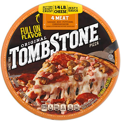 Tombstone Original Classic Frozen Pizza, 4 Meat, 21.1 oz. - Frozen 4 Meat Pizza Made with Real Cheese, Pepperoni, Beef, Sausage and Canadian Bacon - Quick and Easy to Make