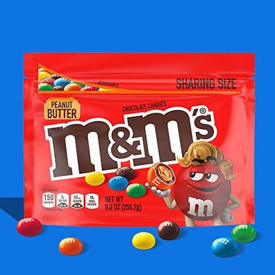 M&M'S Peanut Butter Milk Chocolate Candy, Sharing Size, 9 oz Resealable Bag