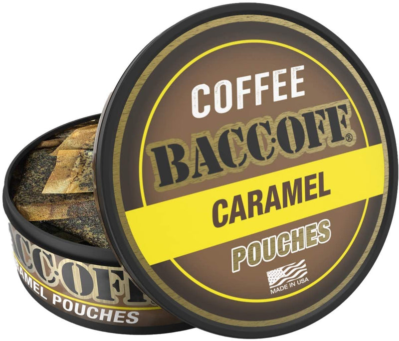 BaccOff, Premium Flavored Coffee Pouches, No Tobacco Dip, No Nicotine Smokeless Alternative Snuff, Caramel