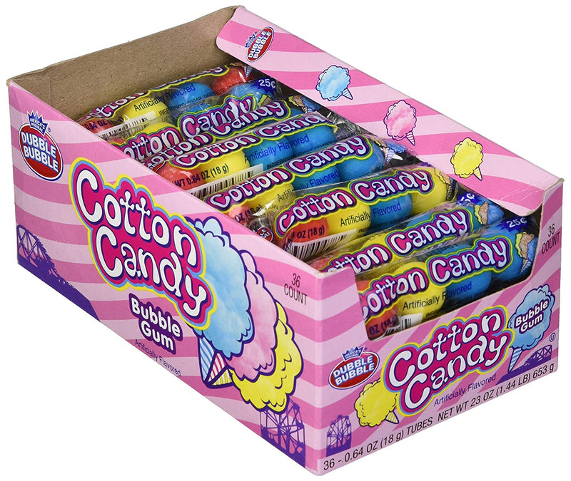 Dubble Bubble Bubblegum, 5 Gumballs Per Sleeve, 3 Flavors, Cotton Candy, 32 Count (Pack of 12)