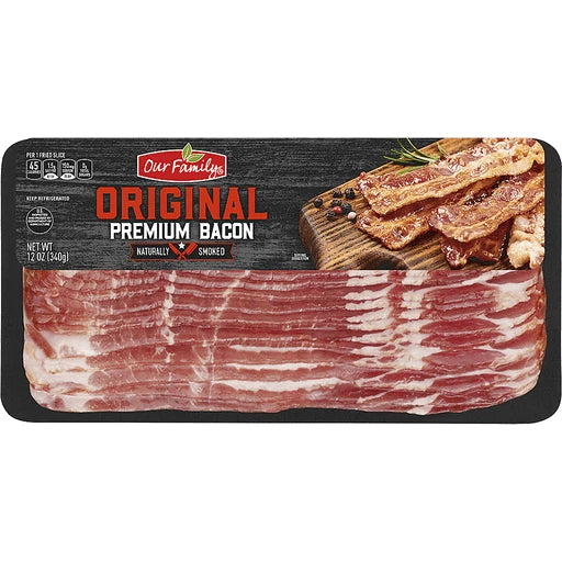 Our Family Thick Cut Meats Sliced Bacon, 16 oz (Case of 24)