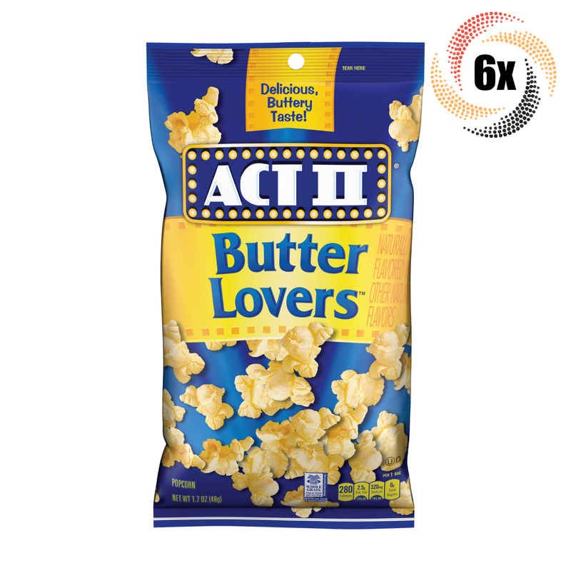 Act II Butter Lovers 1.7 oz Ready to Eat Popcorn (Pack of 6)
